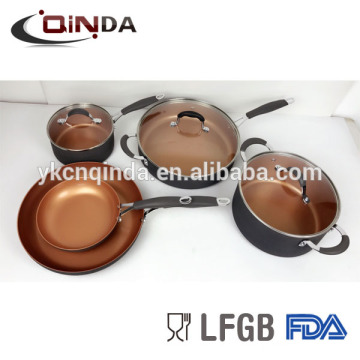 Jogo de cookware non-stick de alumínio anodizado duro profissional de 8pcs